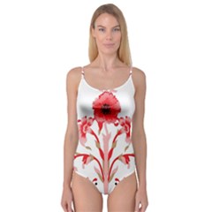 A Design Of A Red Flower On A White Background Camisole Leotard 