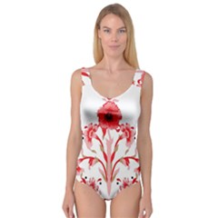 A Design Of A Red Flower On A White Background Princess Tank Leotard 