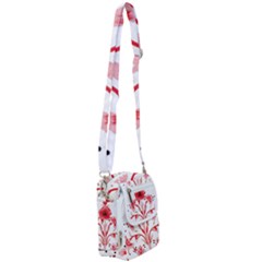 A Design Of A Red Flower On A White Background Shoulder Strap Belt Bag