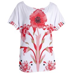 A Design Of A Red Flower On A White Background Women s Oversized T-shirt