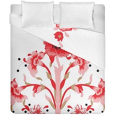 A Design Of A Red Flower On A White Background Duvet Cover Double Side (california King Size)