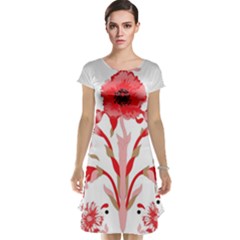 A Design Of A Red Flower On A White Background Cap Sleeve Nightdress