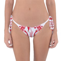 A Design Of A Red Flower On A White Background Reversible Bikini Bottoms