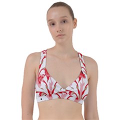 A Design Of A Red Flower On A White Background Sweetheart Sports Bra