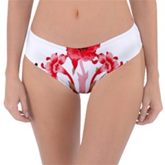 A Design Of A Red Flower On A White Background Reversible Classic Bikini Bottoms