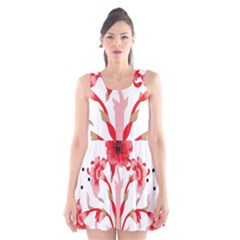 A Design Of A Red Flower On A White Background Scoop Neck Skater Dress