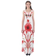 A Design Of A Red Flower On A White Background Empire Waist Maxi Dress