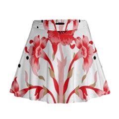 A Design Of A Red Flower On A White Background Mini Flare Skirt