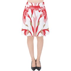 A Design Of A Red Flower On A White Background Velvet High Waist Skirt