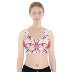 A Design Of A Red Flower On A White Background Sports Bra With Pocket