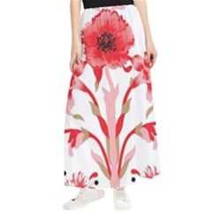 A Design Of A Red Flower On A White Background Maxi Chiffon Skirt