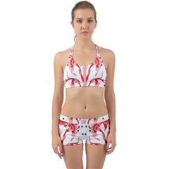 A Design Of A Red Flower On A White Background Back Web Gym Set