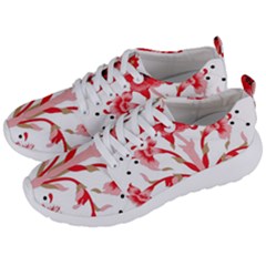 A Design Of A Red Flower On A White Background Men s Lightweight Sports Shoes