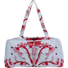 A Design Of A Red Flower On A White Background Multi Function Bag