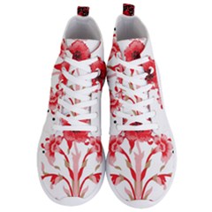 A Design Of A Red Flower On A White Background Men s Lightweight High Top Sneakers