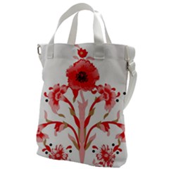 A Design Of A Red Flower On A White Background Canvas Messenger Bag