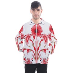 A Design Of A Red Flower On A White Background Men s Half Zip Pullover