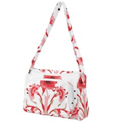 A Design Of A Red Flower On A White Background Front Pocket Crossbody Bag by catchydesignhill