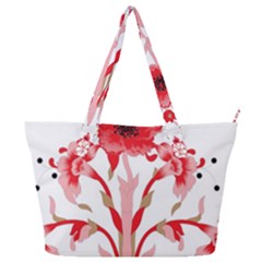 A Design Of A Red Flower On A White Background Full Print Shoulder Bag