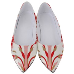 A Design Of A Red Flower On A White Background Women s Low Heels