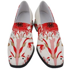 A Design Of A Red Flower On A White Background Women s Chunky Heel Loafers