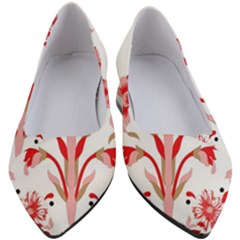 A Design Of A Red Flower On A White Background Women s Block Heels 