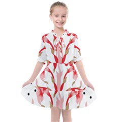 A Design Of A Red Flower On A White Background Kids  All Frills Chiffon Dress