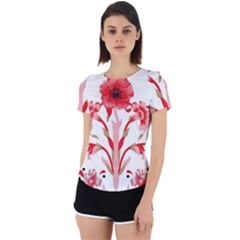 A Design Of A Red Flower On A White Background Back Cut Out Sport T-shirt