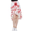 A Design Of A Red Flower On A White Background Frill Hi Low Chiffon Skirt View1