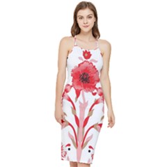 A Design Of A Red Flower On A White Background Bodycon Cross Back Summer Dress