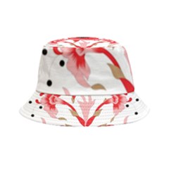 A Design Of A Red Flower On A White Background Inside Out Bucket Hat