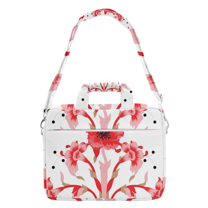 A Design Of A Red Flower On A White Background MacBook Pro 15  Shoulder Laptop Bag