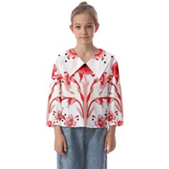 A Design Of A Red Flower On A White Background Kids  Sailor Shirt