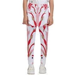 A Design Of A Red Flower On A White Background Kids  Skirted Pants