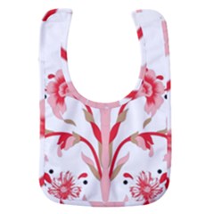 A Design Of A Red Flower On A White Background Baby Bib