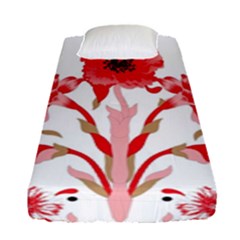 A Design Of A Red Flower On A White Background Fitted Sheet (single Size)