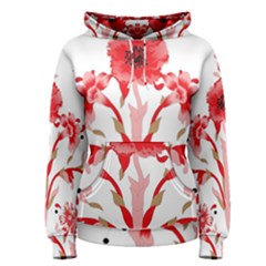 A Design Of A Red Flower On A White Background Women s Pullover Hoodie