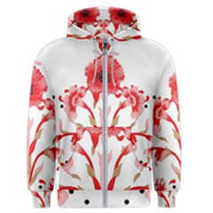 A Design Of A Red Flower On A White Background Men s Zipper Hoodie