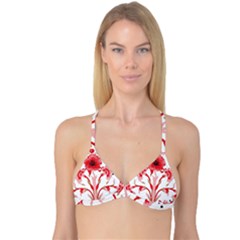 A Design Of A Red Flower On A White Background Reversible Tri Bikini Top by catchydesignhill