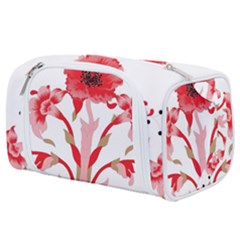 A Design Of A Red Flower On A White Background Toiletries Pouch