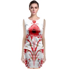 A Design Of A Red Flower On A White Background Classic Sleeveless Midi Dress