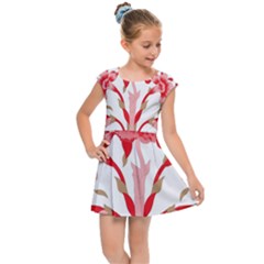 A Design Of A Red Flower On A White Background Kids  Cap Sleeve Dress