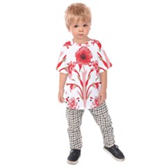 A Design Of A Red Flower On A White Background Kids  Raglan T-shirt