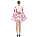 A Design Of A Red Flower On A White Background Long Sleeve Velvet V-neck Dress View2