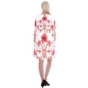 A Design Of A Red Flower On A White Background Long Sleeve Velvet Front Wrap Dress View2