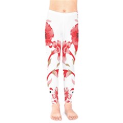 A Design Of A Red Flower On A White Background Kids  Leggings