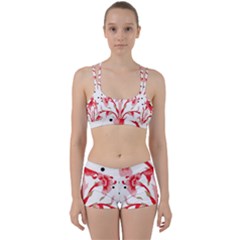 A Design Of A Red Flower On A White Background Perfect Fit Gym Set