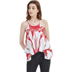 A Design Of A Red Flower On A White Background Flowy Camisole Tank Top