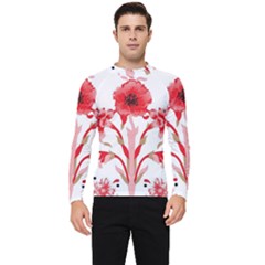 A Design Of A Red Flower On A White Background Men s Long Sleeve Rash Guard