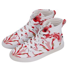 A Design Of A Red Flower On A White Background Men s Hi-top Skate Sneakers